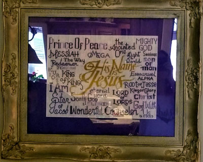 His Name is Jesus stitched by Donna Graves